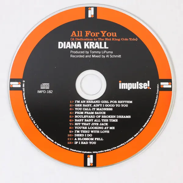 Diana Krall All for You a Dedication to the Nat King Cole Trio CD 1996