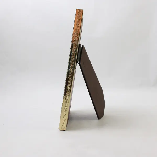 Vintage Gold Tone Metal Photo Frame 5x7 MCM Sunflower Pic Ornate Felt Back