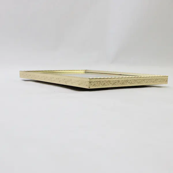 Vintage Gold Tone Metal Photo Frame 5x7 MCM Sunflower Pic Ornate Felt Back