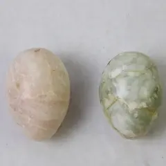 Lot of Two Polished Marble Eggs Peach & Light Green Collectible