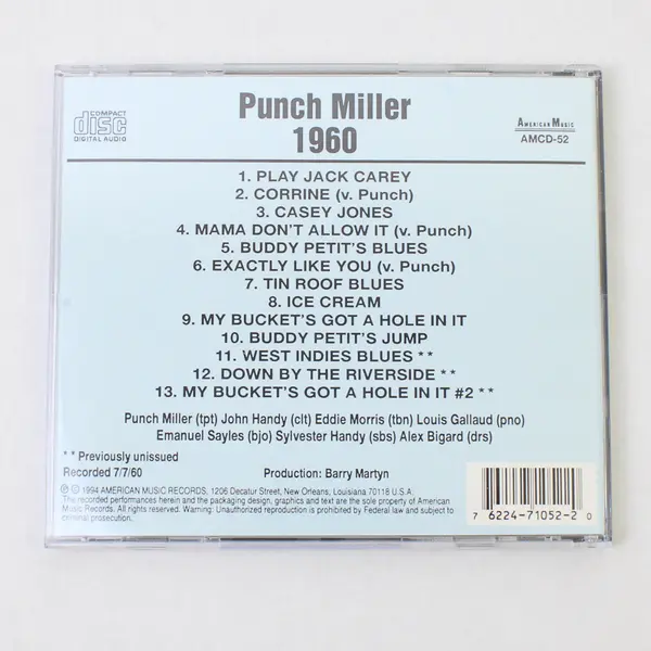 Punch Miller 1960 American Music New Orleans Louisiana CD Jazz 1994