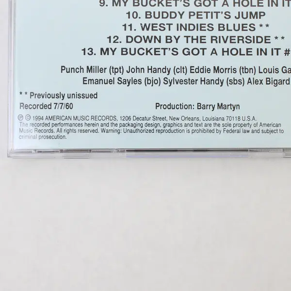 Punch Miller 1960 American Music New Orleans Louisiana CD Jazz 1994