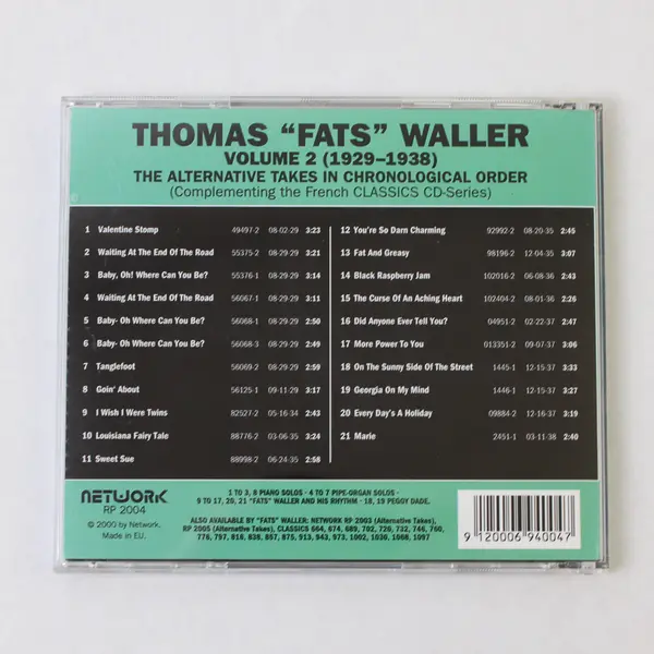 Thomas "Fats" Waller Vol. 2 1929-1938 The Alternative Takes CD 2000 EU