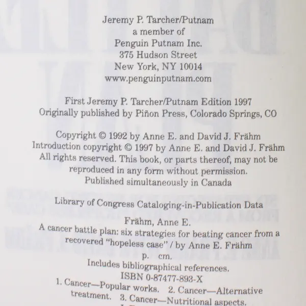 A Cancer Battle Plan Six Strategies Anne E Frahm David J Frahm 1997 Paperback VG