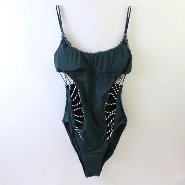 Red Carter Women's XS/S Dark Green Geometric "Flying High" One Piece Swimsuit