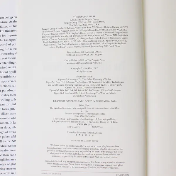 Signal and the Noise Nate Silver 2012 Hardcover Dust Jacket Strategies Plans 