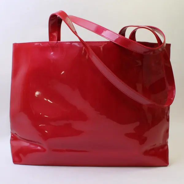 Arbonne Shiny Red Vinyl Photo Window Tote Purse - Sales Promo For Sellers