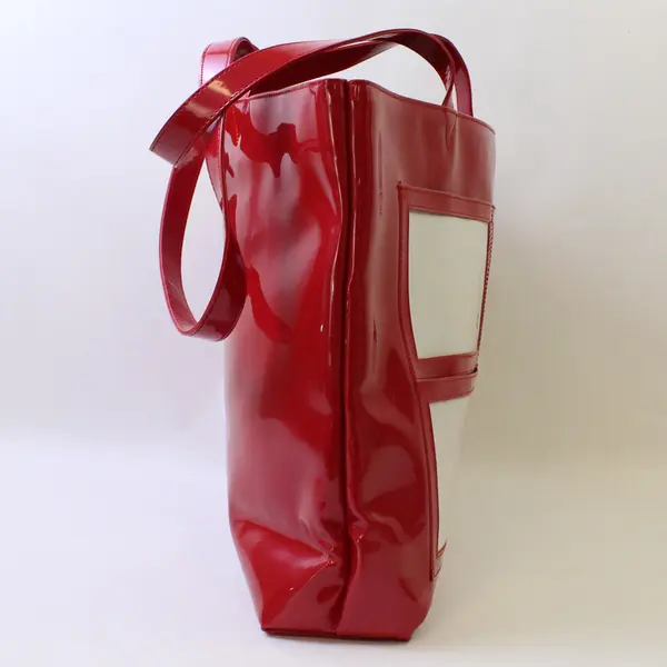 Arbonne Shiny Red Vinyl Photo Window Tote Purse - Sales Promo For Sellers