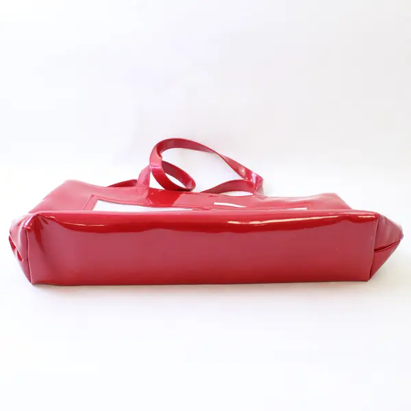 Arbonne Shiny Red Vinyl Photo Window Tote Purse - Sales Promo For Sellers