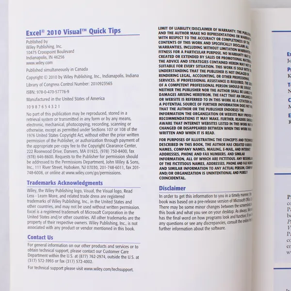 Microsoft Excel 2010 Visual Quick Tips by Paul McFedries 2010 Paperback Good