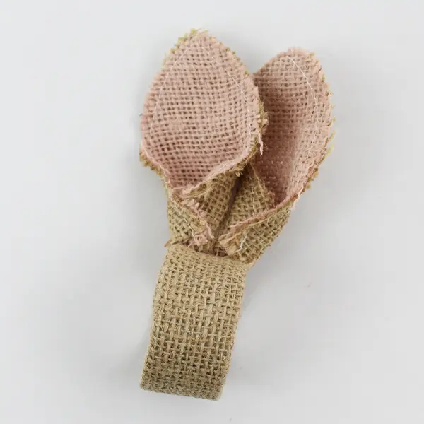 Lot of 6 Bunny Ears Burlap Napkin Rings, 5.0" Tall