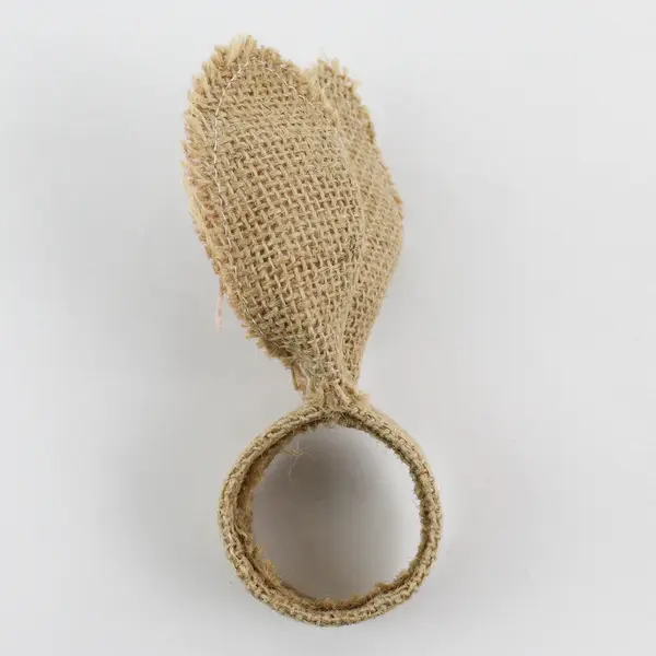 Lot of 6 Bunny Ears Burlap Napkin Rings, 5.0" Tall