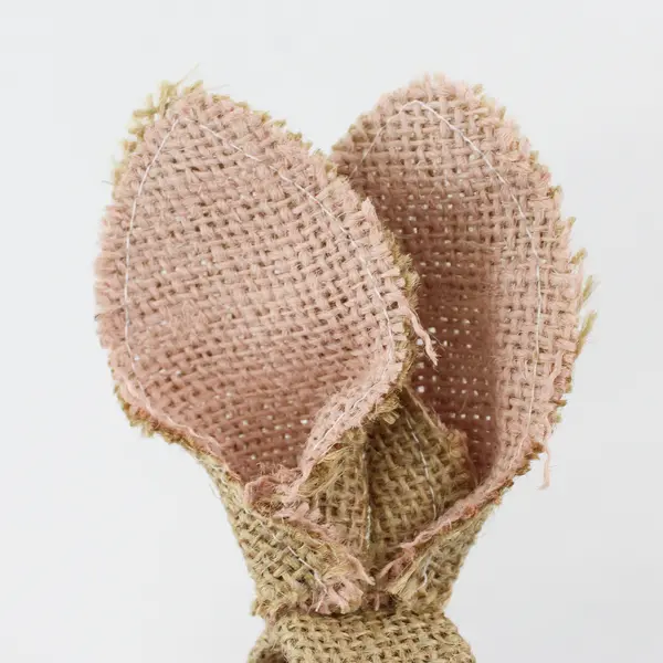 Lot of 6 Bunny Ears Burlap Napkin Rings, 5.0" Tall