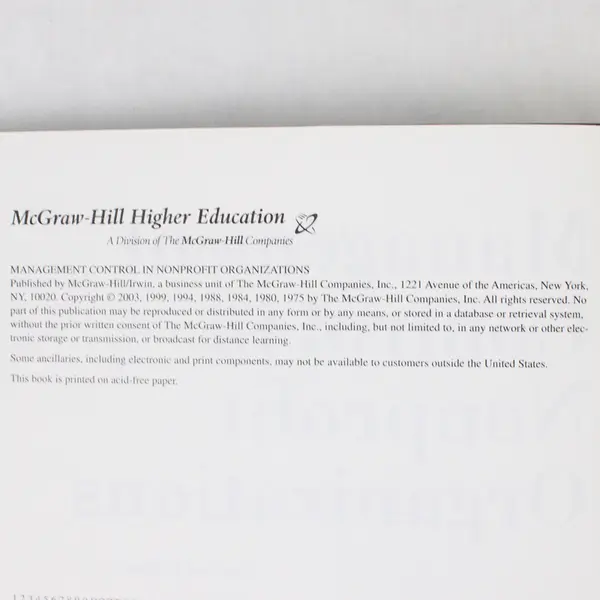 Management Control in Nonprofit Organizations Anthony & Young 2003 HC Good
