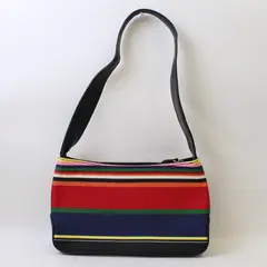 Vtg Small Multicolor Striped Shoulder Handbag Lined Zippered Unbranded