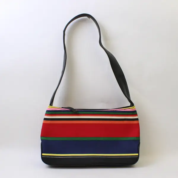 Vtg Small Multicolor Striped Shoulder Handbag Lined Zippered Unbranded