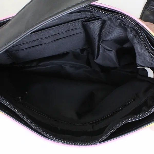 Vtg Small Multicolor Striped Shoulder Handbag Lined Zippered Unbranded