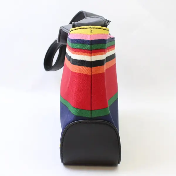 Vtg Small Multicolor Striped Shoulder Handbag Lined Zippered Unbranded