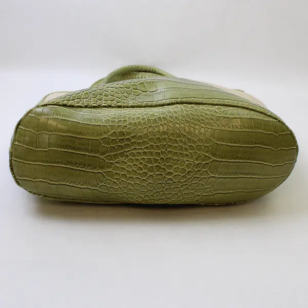 Estée Lauder Canvas And Green Faux Leather Tote Bag