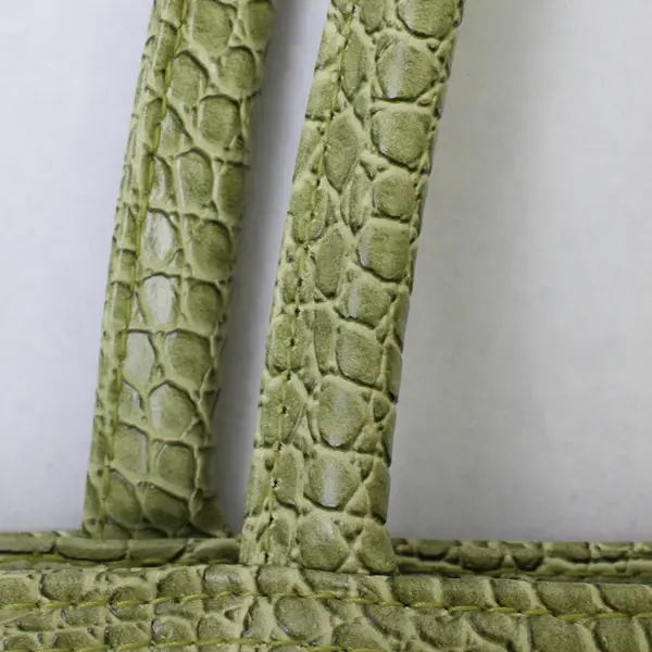 Estée Lauder Canvas And Green Faux Leather Tote Bag