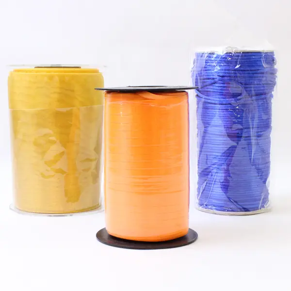 Lot of 3 Spools of Curling Ribbon -Orange, Blue and Gold, New 