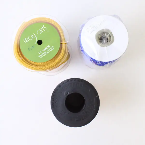 Lot of 3 Spools of Curling Ribbon -Orange, Blue and Gold, New 