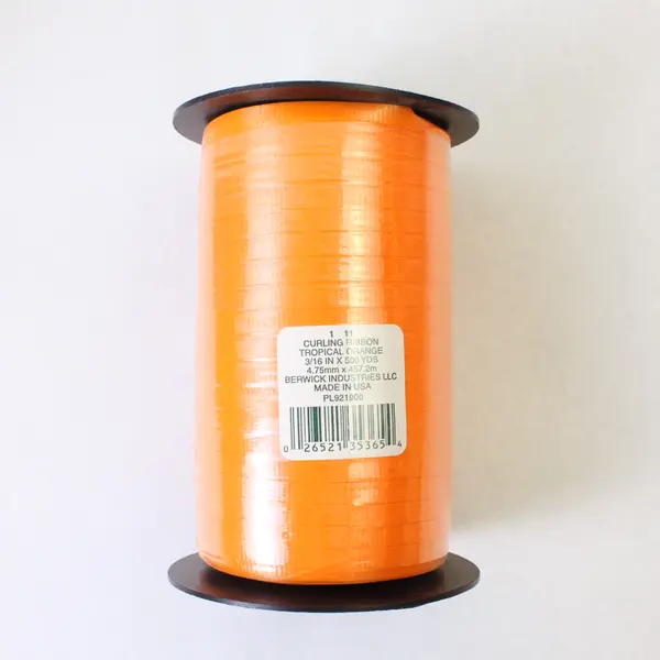 Lot of 3 Spools of Curling Ribbon -Orange, Blue and Gold, New 