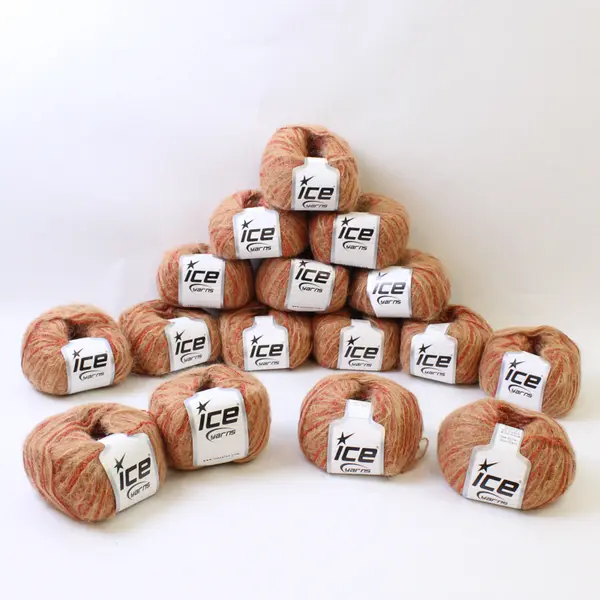 Lot of  16 Balls of Ice Yarns Mohair Wool Blend Yarn, Brown/Orange Blend, New