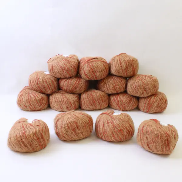 Lot of  16 Balls of Ice Yarns Mohair Wool Blend Yarn, Brown/Orange Blend, New