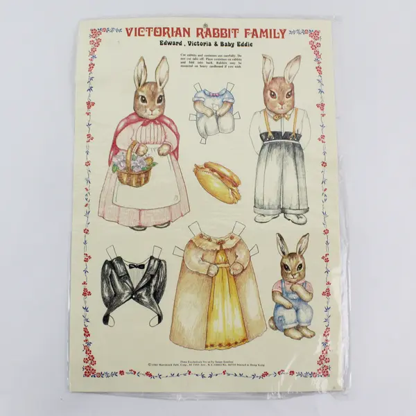Vtg Merrimack Victorian Rabbit Family 1985 Paper Dolls by Susan Scanlon 