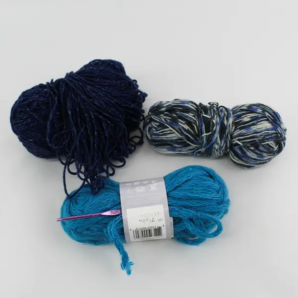 Lot of 3 Skeins of Blue/Turquoise Shades Acrylic Yarn, 7" Long