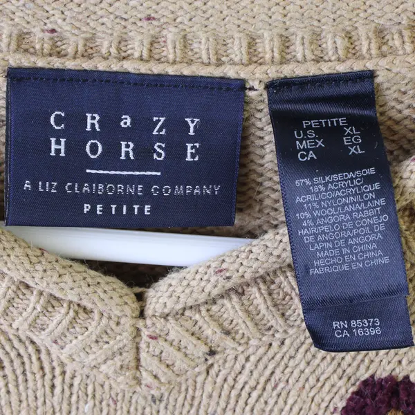 Crazy Horse Liz Claiborne XLP Brown Silk/Wool/Angora Blend Pullover Knit Sweater