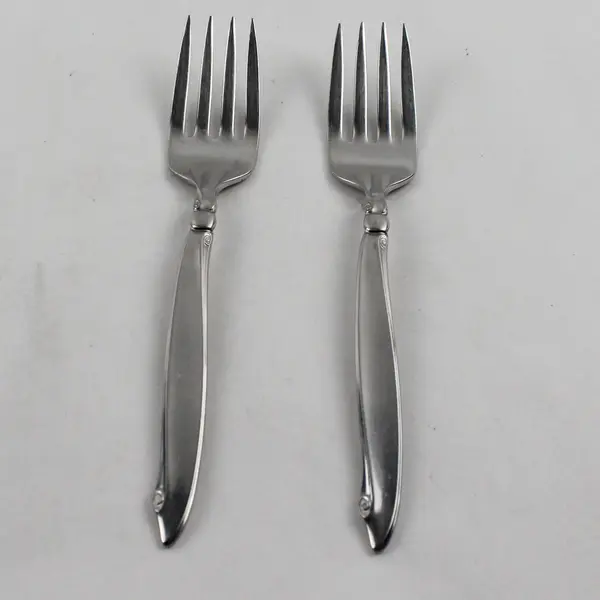Lot of 2 Oneida Silver Shoreline Pattern SS Salad Forks Rare HTF Item 6.5" 