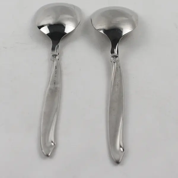 Lot of 2 Oneida Silver Shoreline Pattern SS Sugar Spoons Rare HTF Item 6"