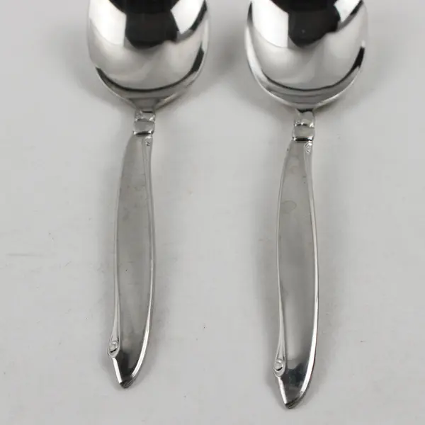 Lot of 2 Oneida Silver Shoreline Pattern SS Sugar Spoons Rare HTF Item 6"