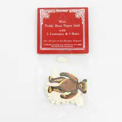 Vintage 1975 Shackman  Merrimack Miniature Teddy Bear Paper Doll 5 Costumes Hats