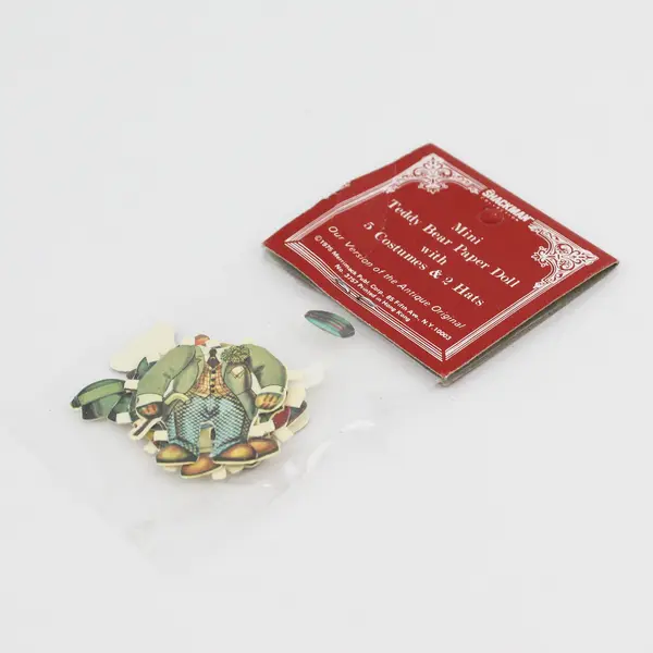 Vintage 1975 Shackman  Merrimack Miniature Teddy Bear Paper Doll 5 Costumes Hats