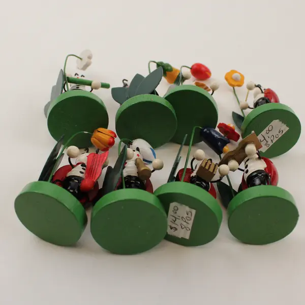 Lot of 8 Ladybug Flower Figurines New Collectible Shelf Decor