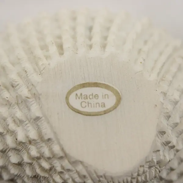 White Porcelain Shell Trinket Box with Rose Accents - Collectible