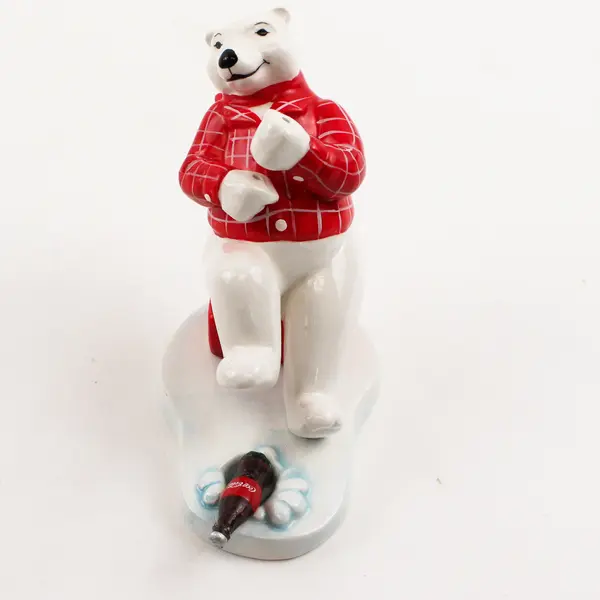 Coca-Cola 1995 Always Ice Fishing Ceramic Polar Bear Figurine New