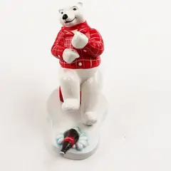 Coca-Cola 1995 Always Ice Fishing Ceramic Polar Bear Figurine New