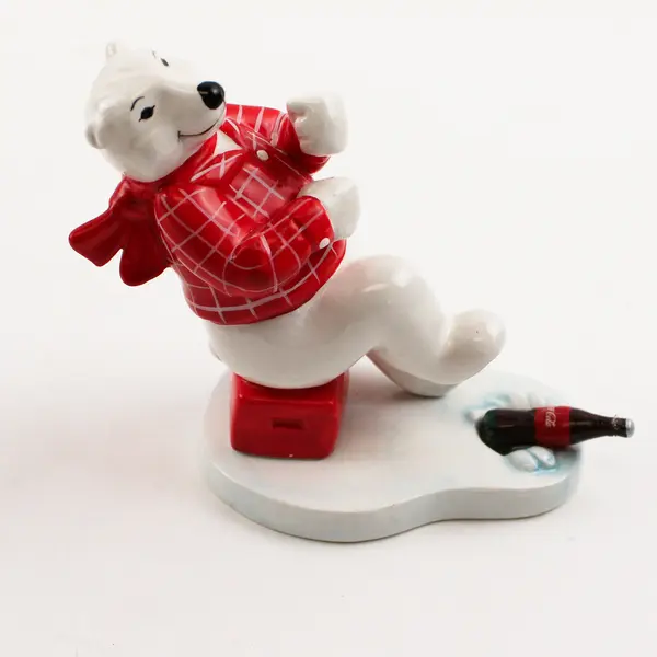 Coca-Cola 1995 Always Ice Fishing Ceramic Polar Bear Figurine New