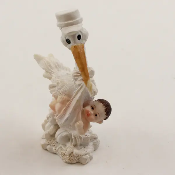 SFI Vintage Porcelain Stork with Baby Figurine Hand-Painted 4.5in