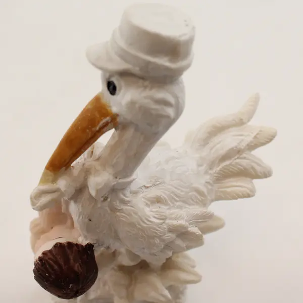 SFI Vintage Porcelain Stork with Baby Figurine Hand-Painted 4.5in