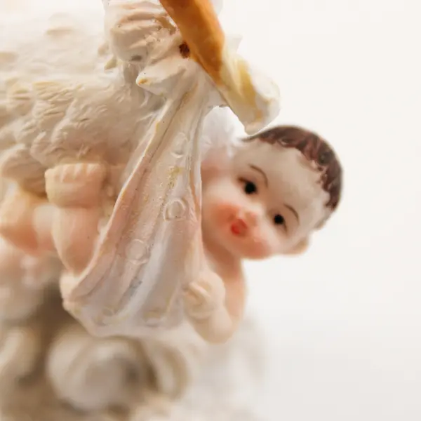 SFI Vintage Porcelain Stork with Baby Figurine Hand-Painted 4.5in