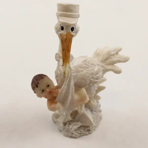 New SFI Vintage Porcelain Stork w/ Baby Figurine Hand-Painted 4.5in