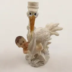 New SFI Vintage Porcelain Stork w/ Baby Figurine Hand-Painted 4.5in