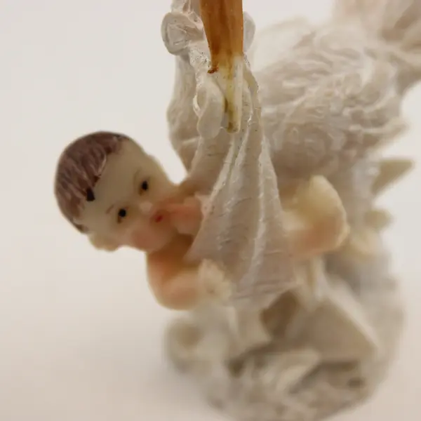 New SFI Vintage Porcelain Stork w/ Baby Figurine Hand-Painted 4.5in