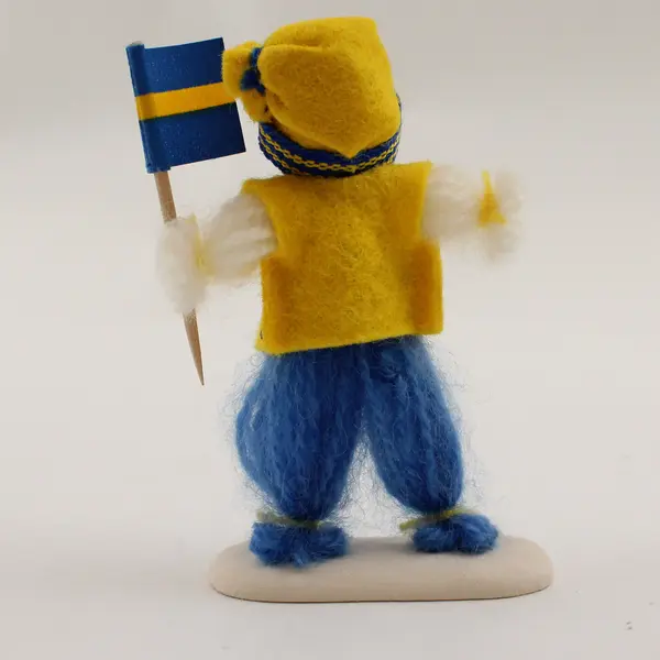 Bibi Design Swedish Flag Handmade Yarn Doll 5in New Collectible