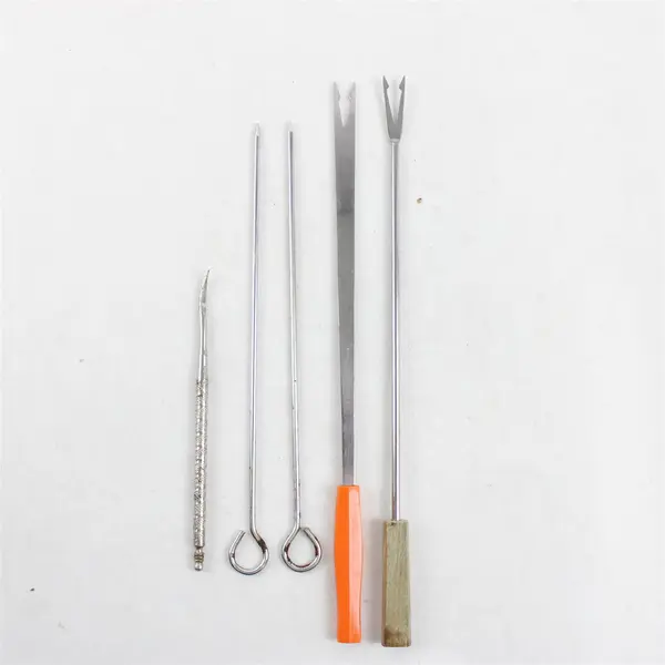 Mixed Lot 200 Bamboo Skewers BBQ + Couple Small Metal BBQ Tools Open Box